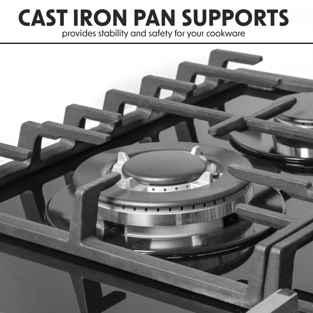 Baridi Gas Hob with 4 Cooking Zones 60cm - Black Model No- DH226