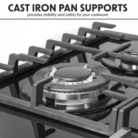 Baridi Gas Hob with 4 Cooking Zones 60cm - Black Model No- DH226