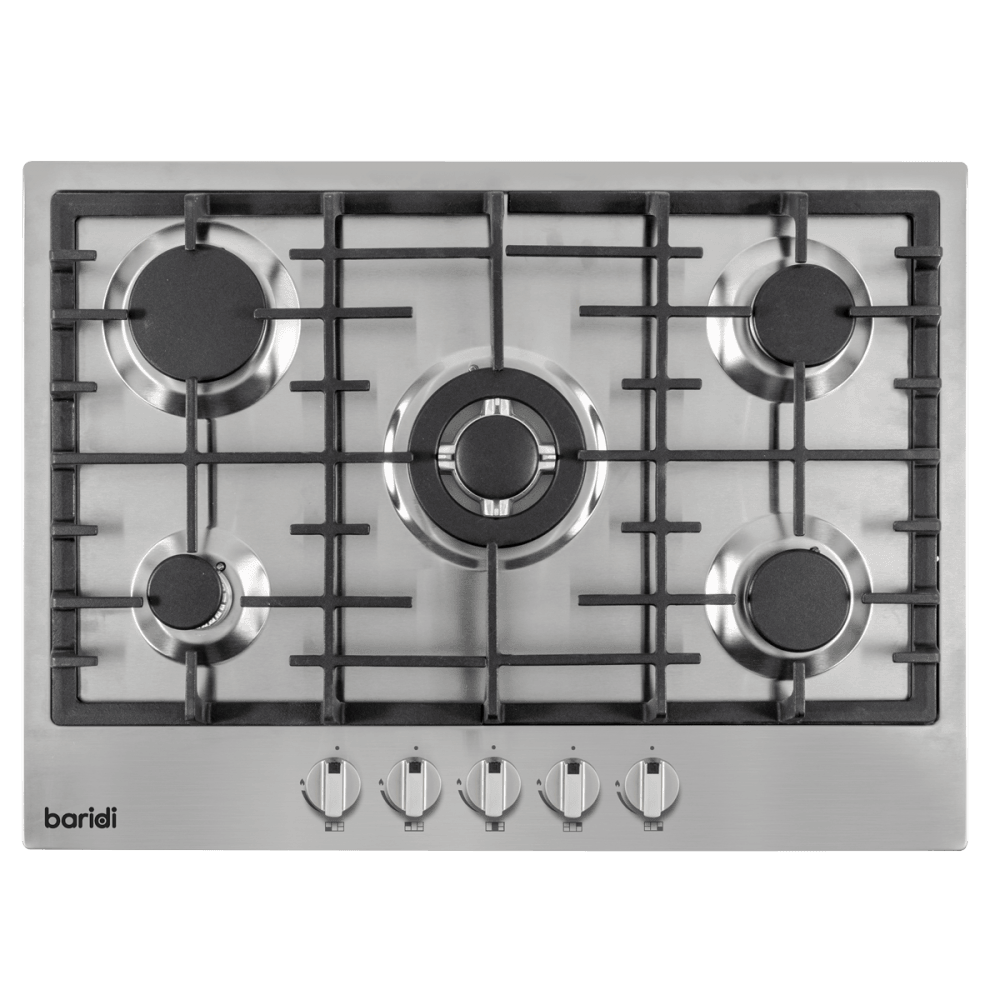 Baridi Gas Hob with 5 Cooking Zones 70cm - Stainless Steel Model No- DH227