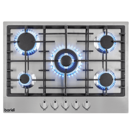 Baridi Gas Hob with 5 Cooking Zones 70cm - Stainless Steel Model No- DH227