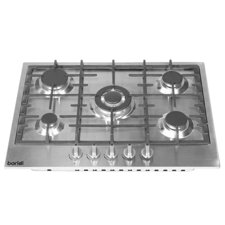 Baridi Gas Hob with 5 Cooking Zones 70cm - Stainless Steel Model No- DH227