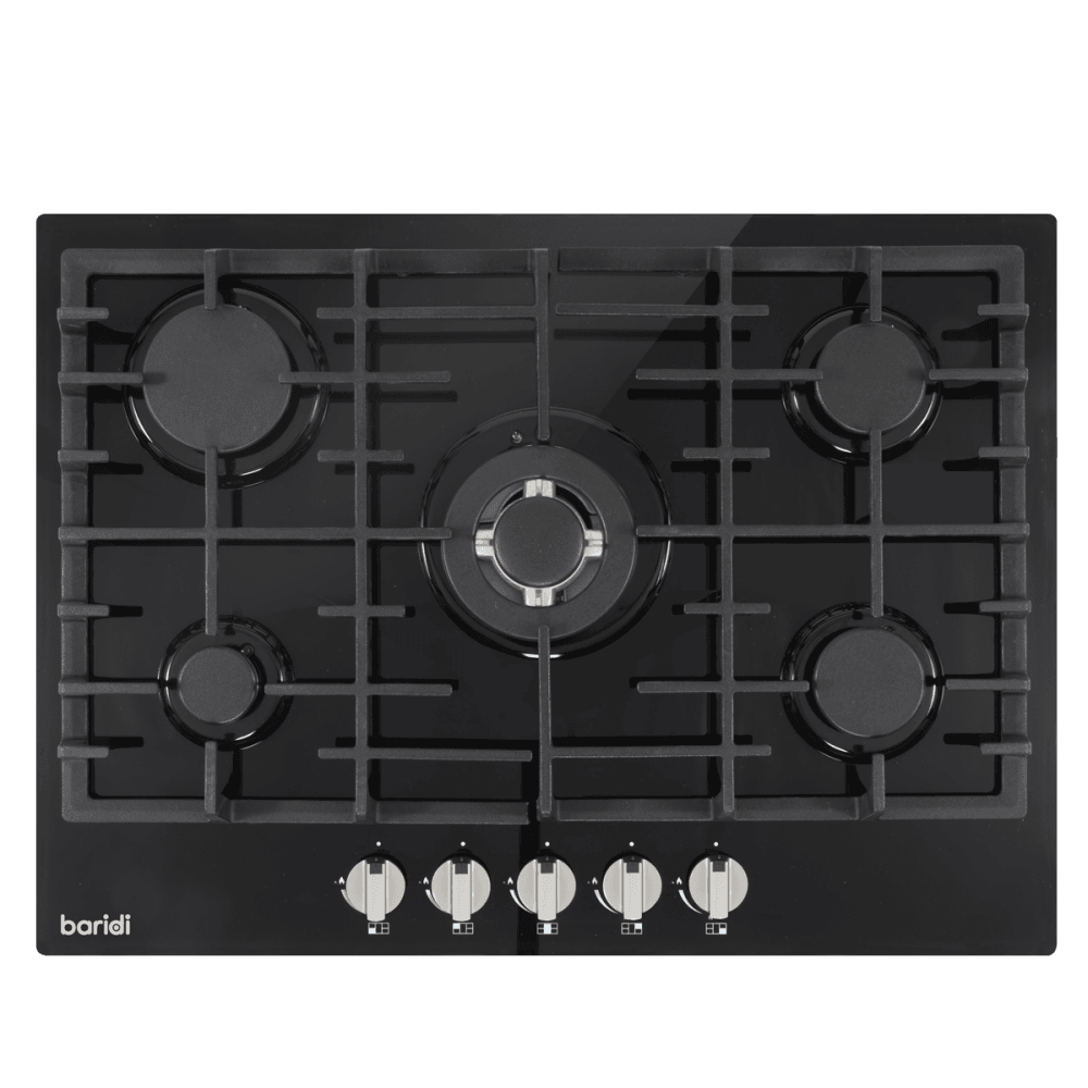 Baridi Gas Hob with 5 Cooking Zones 70cm - Black Model No- DH228
