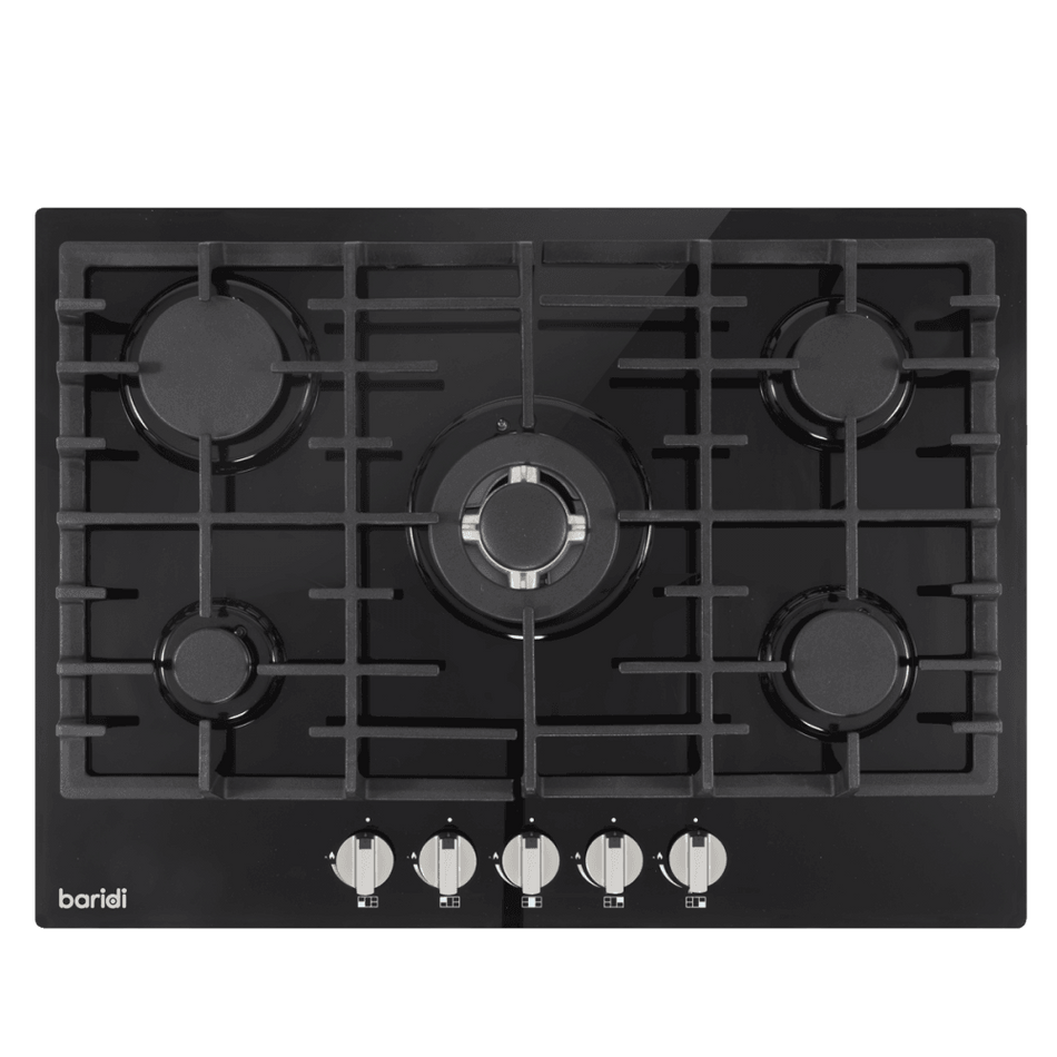 Baridi Gas Hob with 5 Cooking Zones 70cm - Black Model No- DH228