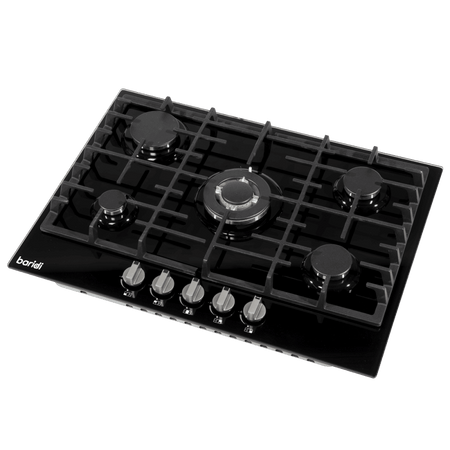 Baridi Gas Hob with 5 Cooking Zones 70cm - Black Model No- DH228