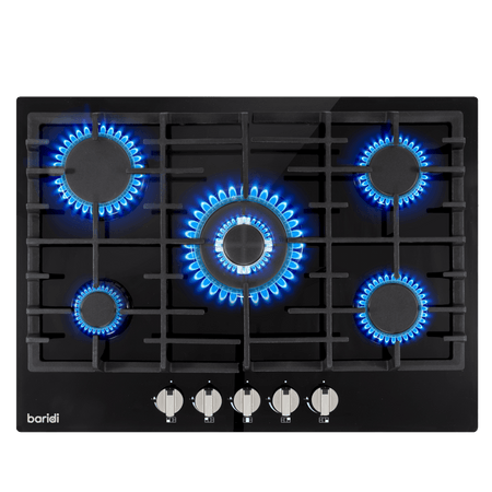 Baridi Gas Hob with 5 Cooking Zones 70cm - Black Model No- DH228