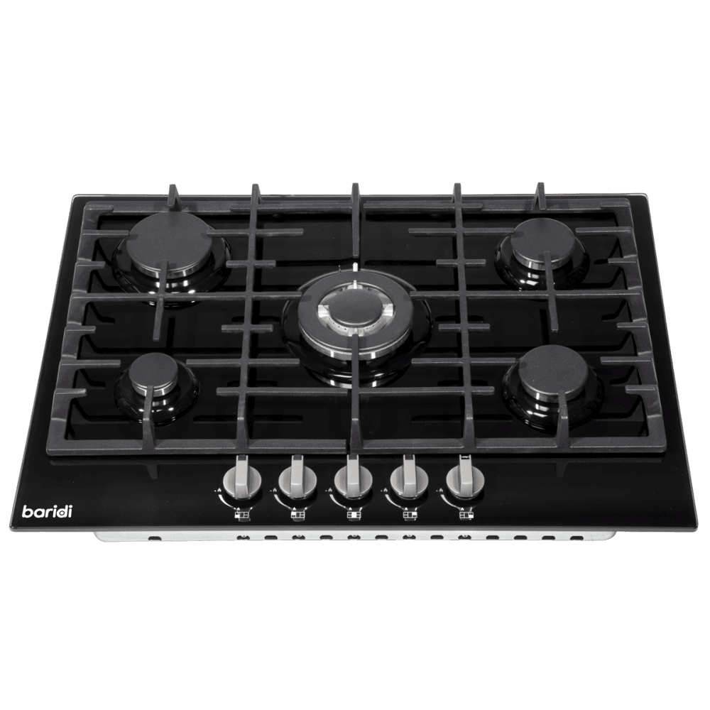 Baridi Gas Hob with 5 Cooking Zones 70cm - Black Model No- DH228