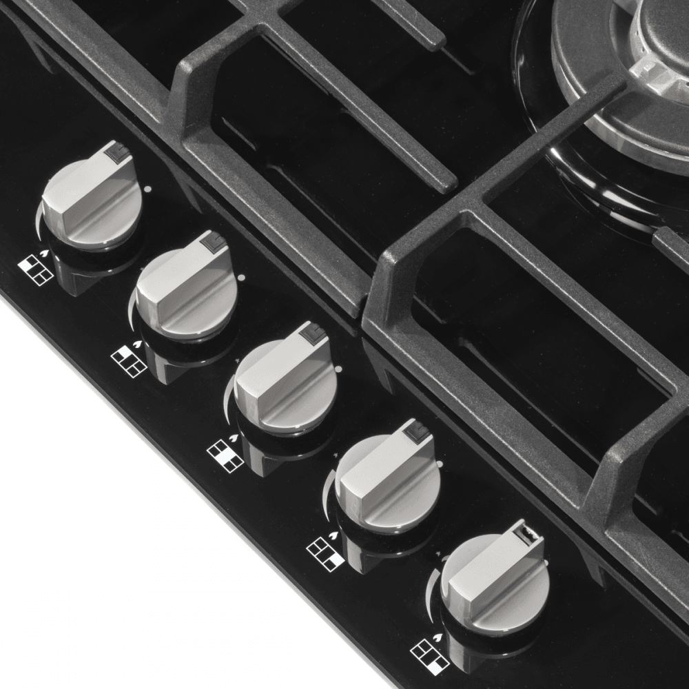 Baridi Gas Hob with 5 Cooking Zones 70cm - Black Model No- DH228