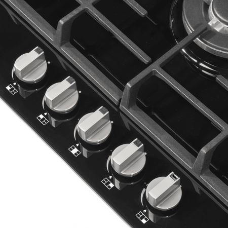 Baridi Gas Hob with 5 Cooking Zones 70cm - Black Model No- DH228