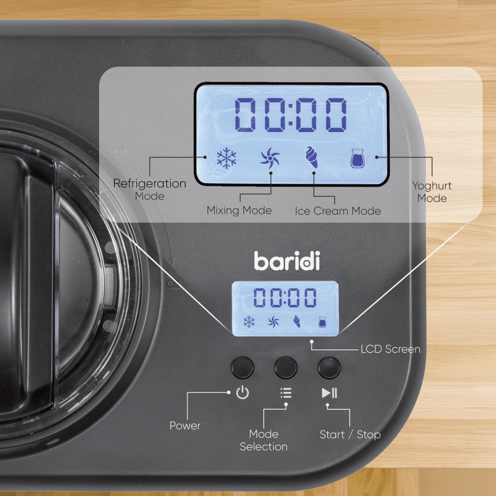Baridi Automatic Churning Ice Cream Machine 1L - Black Model No- DH238