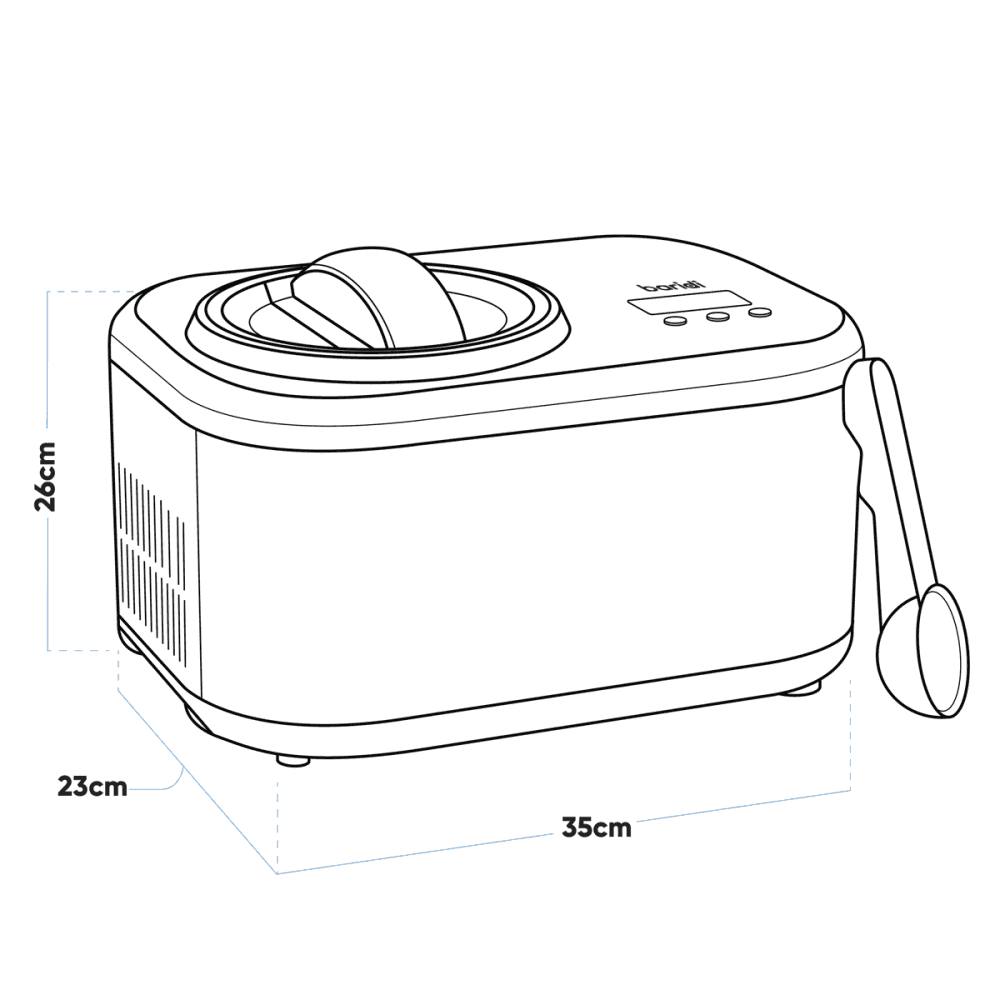 Baridi Automatic Churning Ice Cream Machine 1L - Black Model No- DH238