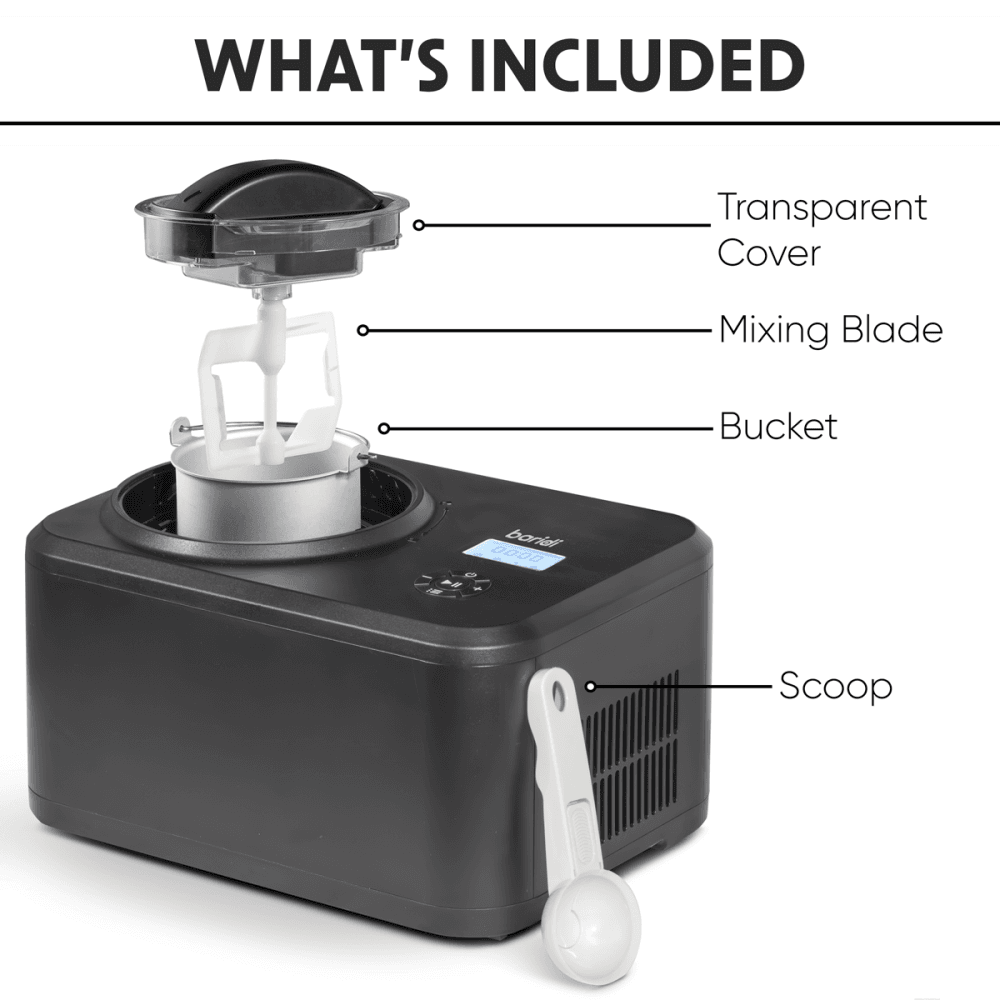 Baridi Automatic Churning Ice Cream Machine 1.5L - Black Model No- DH240