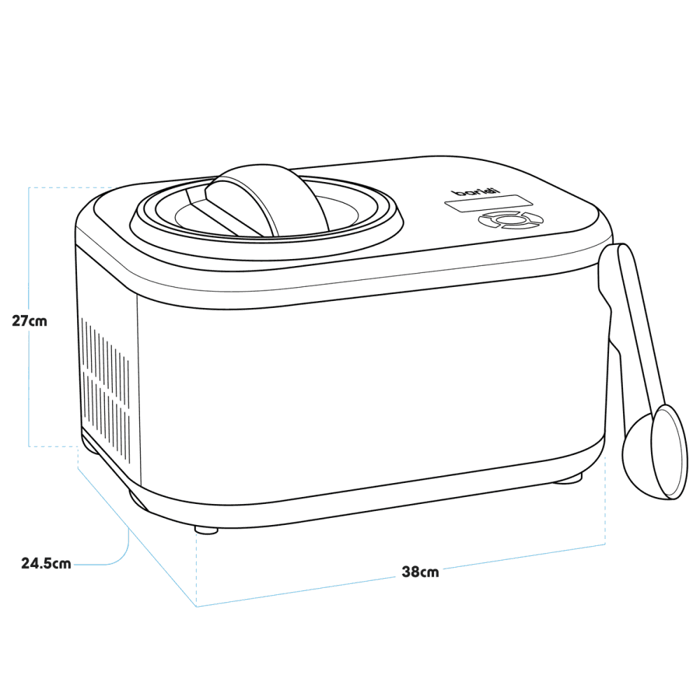 Baridi Automatic Churning Ice Cream Machine 1.5L - Black Model No- DH240