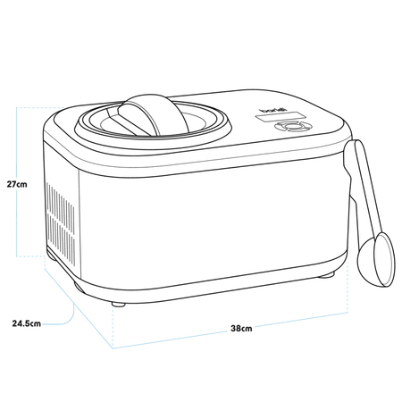 Baridi Automatic Churning Ice Cream Machine 1.5L - Black Model No- DH240