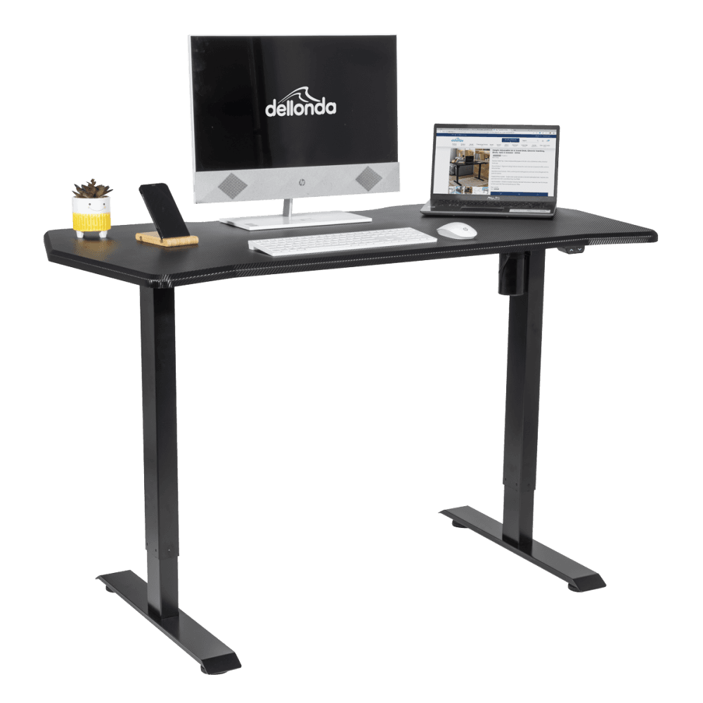 Dellonda Single Motor Ultra-Quiet Adjustable-Height Electric Sit/Stand Desk - Carbon Fibre Effect Desktop Model No- DH243