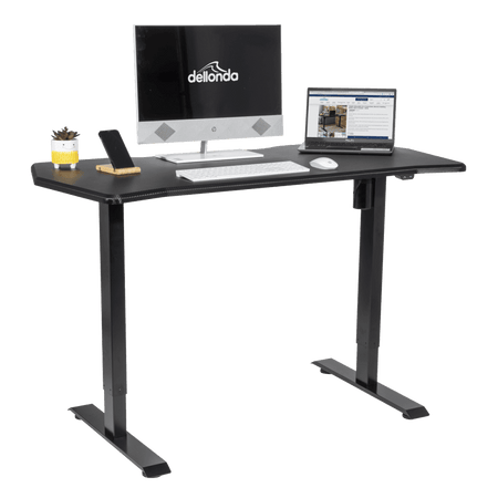 Dellonda Single Motor Ultra-Quiet Adjustable-Height Electric Sit/Stand Desk - Carbon Fibre Effect Desktop Model No- DH243
