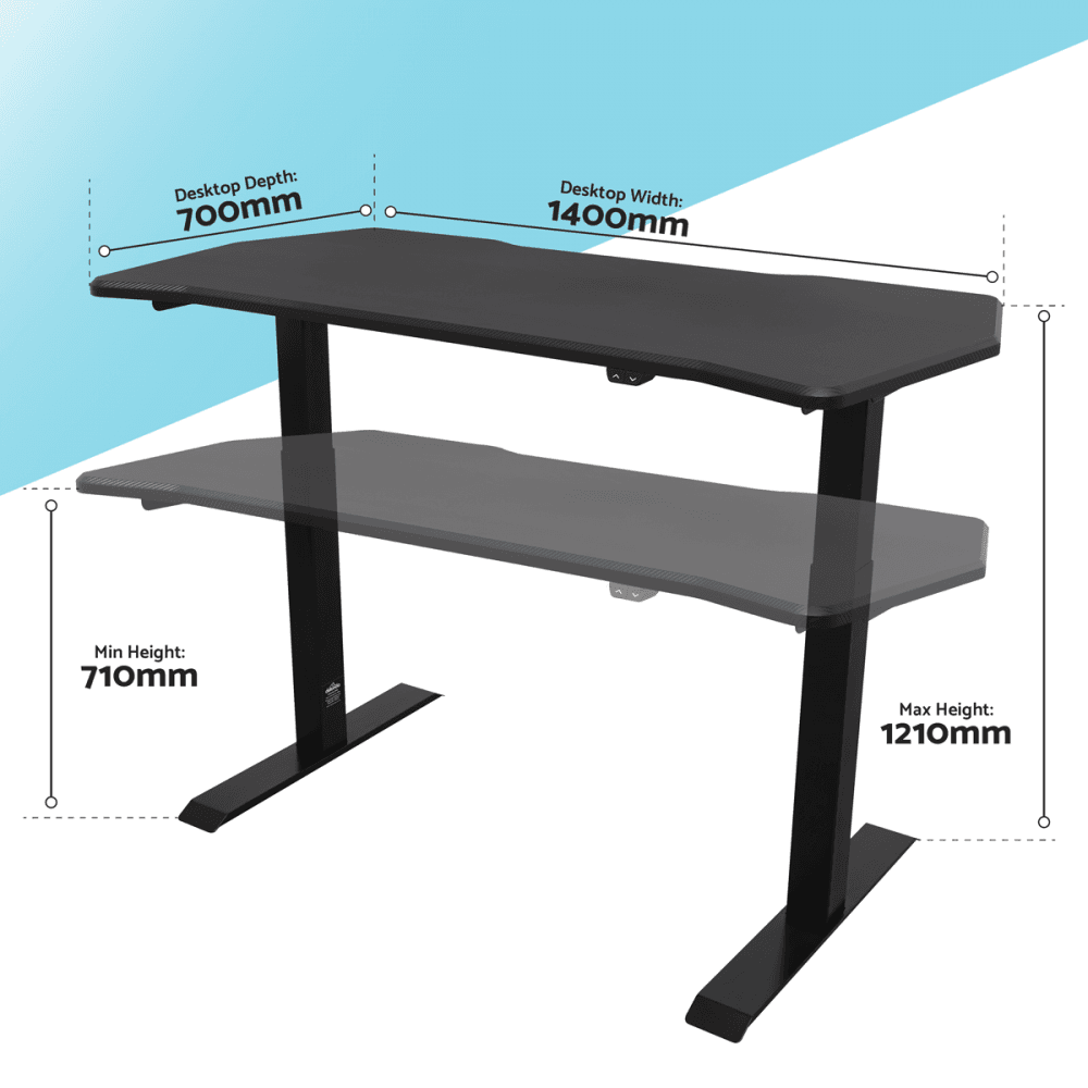 Dellonda Single Motor Ultra-Quiet Adjustable-Height Electric Sit/Stand Desk - Carbon Fibre Effect Desktop Model No- DH243