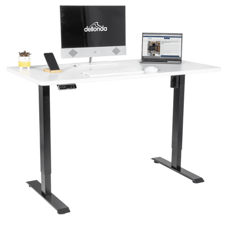 Dellonda White Electric Height Adjustable Standing Desk with Memory, Quiet, 1400x700mm Model No- DH244