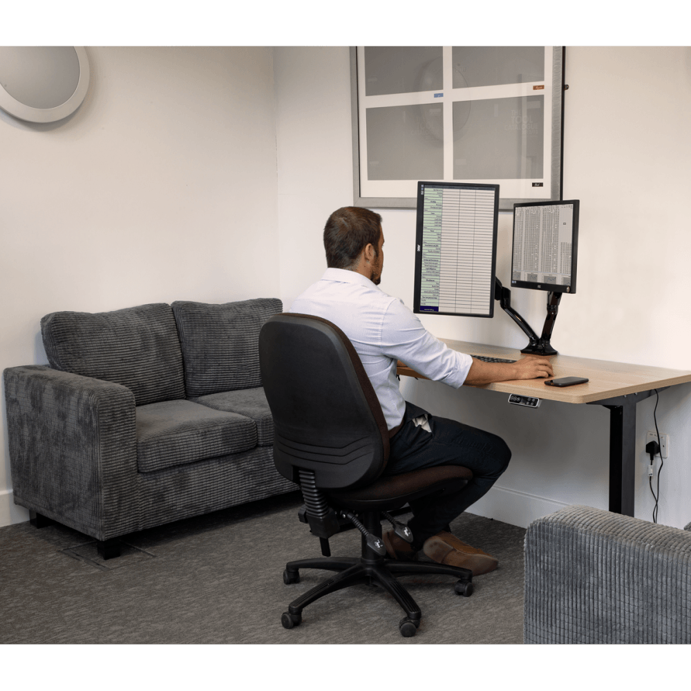 Dellonda Adjustable Double Monitor Arm with 360 Rotation - Black Model No- DH25