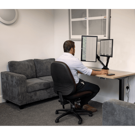 Dellonda Adjustable Double Monitor Arm with 360 Rotation - Black Model No- DH25