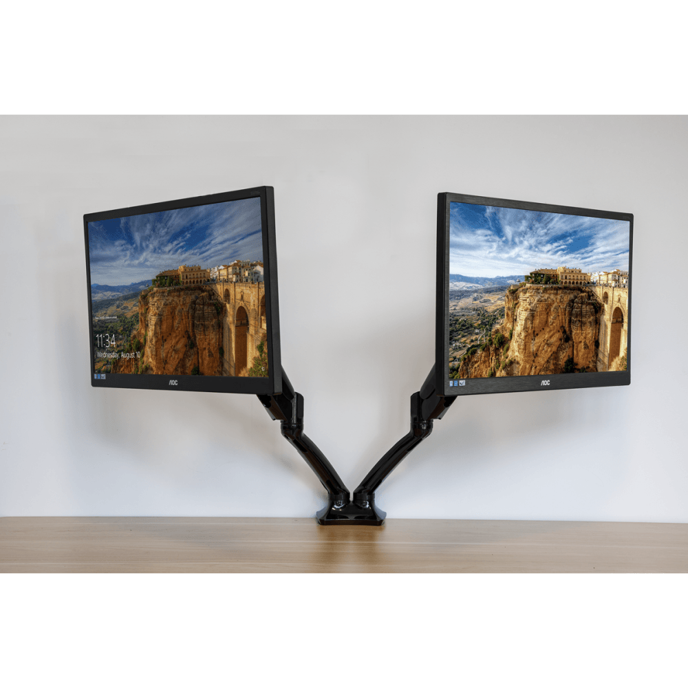 Dellonda Adjustable Double Monitor Arm with 360 Rotation - Black Model No- DH25
