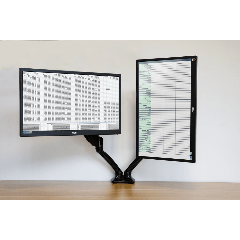Dellonda Adjustable Double Monitor Arm with 360 Rotation - Black Model No- DH25