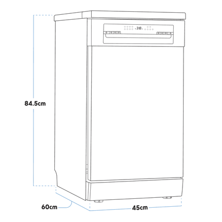 Baridi Slimline Freestanding Dishwasher 45cm Wide 10 Place Settings - Black Model No- DH267