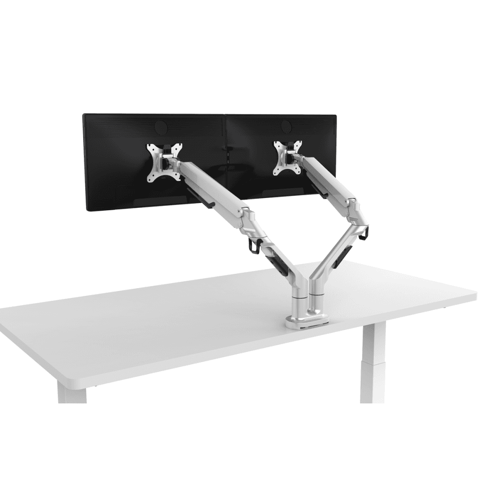 Dellonda Adjustable Double Monitor Arm with 360 Rotation - White Model No- DH27