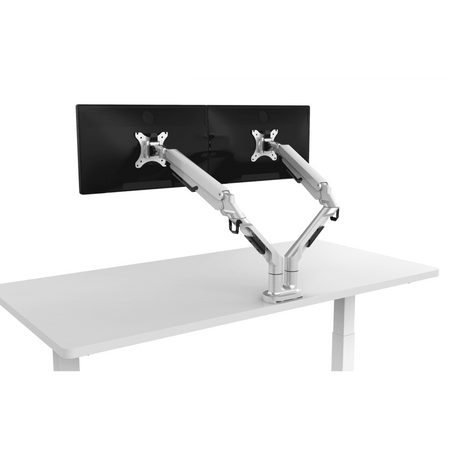 Dellonda Adjustable Double Monitor Arm with 360 Rotation - White Model No- DH27
