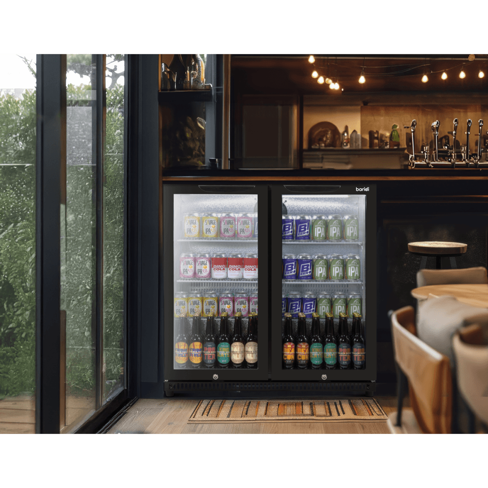 Baridi Hinged Double Door, Back Bar Drinks Fridge/Cooler, 190L Capacity Model No- DH272
