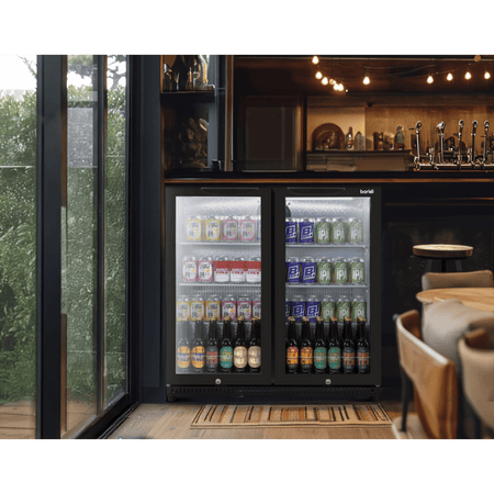 Baridi Hinged Double Door, Back Bar Drinks Fridge/Cooler, 190L Capacity Model No- DH272