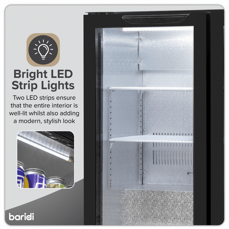Baridi Hinged Double Door, Back Bar Drinks Fridge/Cooler, 190L Capacity Model No- DH272