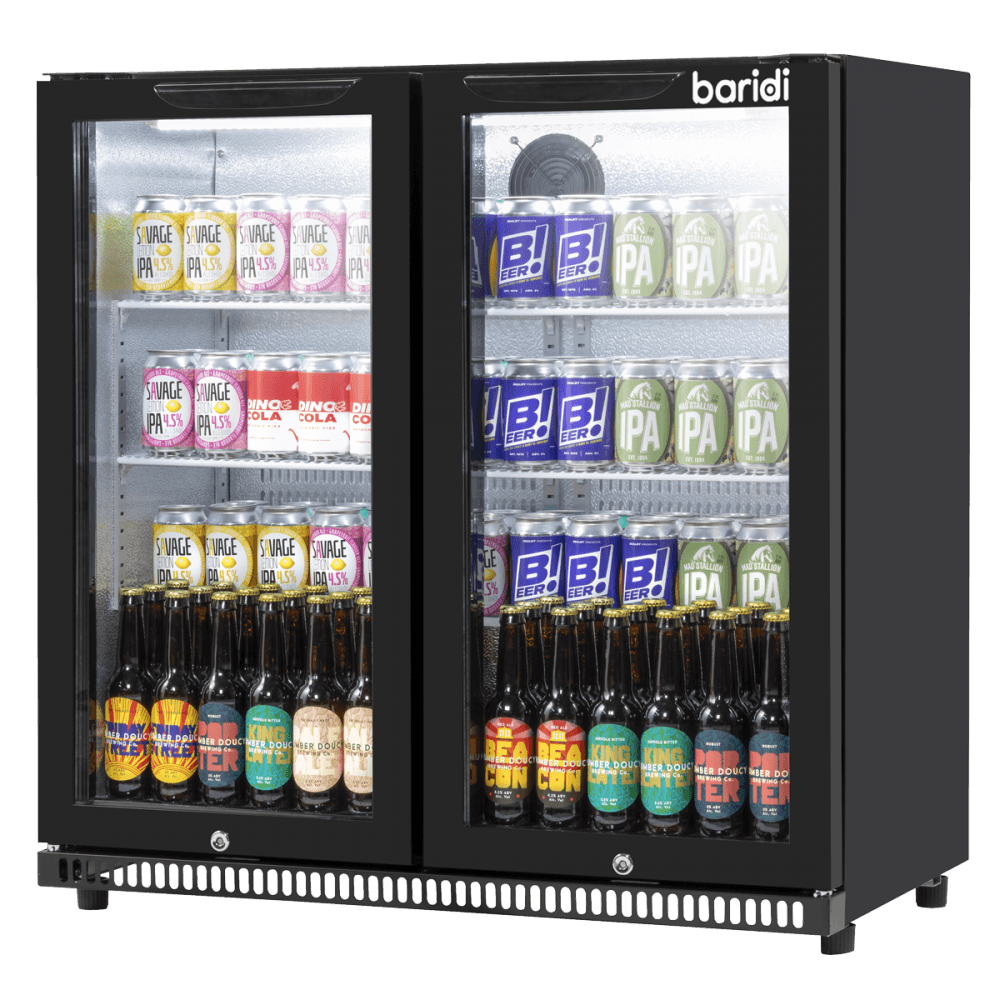 Baridi Hinged Double Door, Back Bar Drinks Fridge/Cooler, 190L Capacity Model No- DH272
