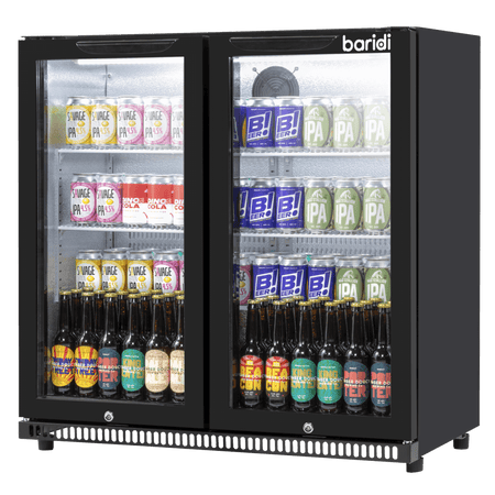 Baridi Hinged Double Door, Back Bar Drinks Fridge/Cooler, 190L Capacity Model No- DH272