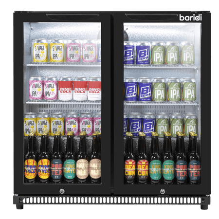 Baridi Hinged Double Door, Back Bar Drinks Fridge/Cooler, 190L Capacity Model No- DH272