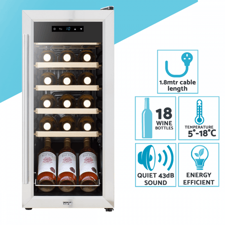 Baridi 18 Bottle Wine Fridge & Cooler - Stainless Steel Model No- DH29