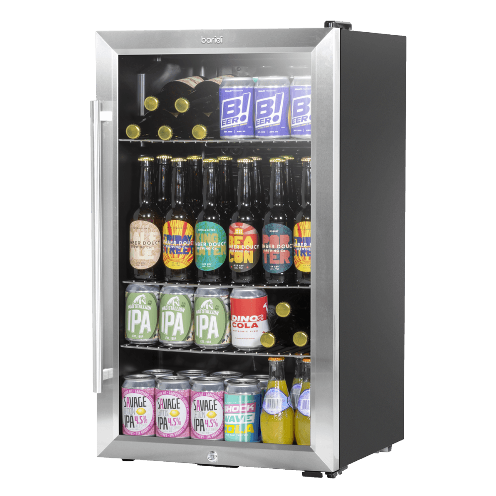 Baridi Wine, Beer & Drinks Fridge 85L Capacity - Stainless Steel Model No- DH31