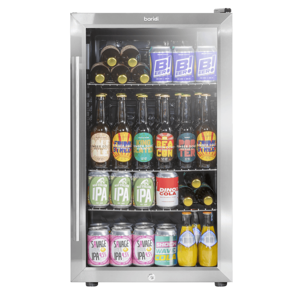 Baridi Wine, Beer & Drinks Fridge 85L Capacity - Stainless Steel Model No- DH31