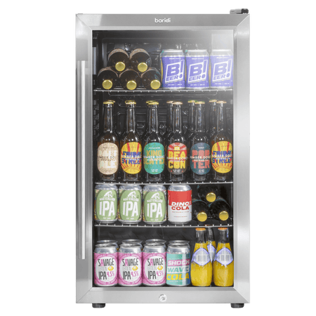 Baridi Wine, Beer & Drinks Fridge 85L Capacity - Stainless Steel Model No- DH31
