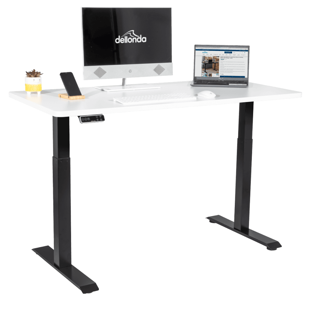Dellonda White Electric Height Adjustable Standing Desk, 1400 x 700mm Dual Motor 100kg Model No- DH32