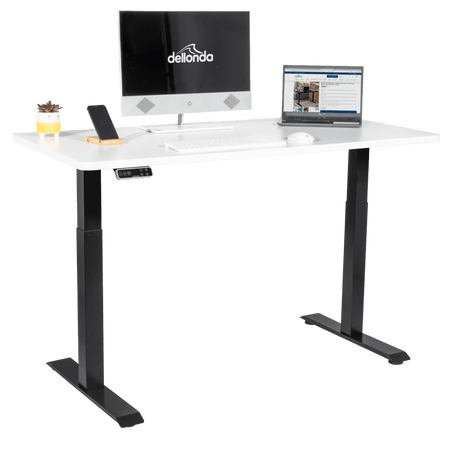 Dellonda White Electric Height Adjustable Standing Desk, 1400 x 700mm Dual Motor 100kg Model No- DH32