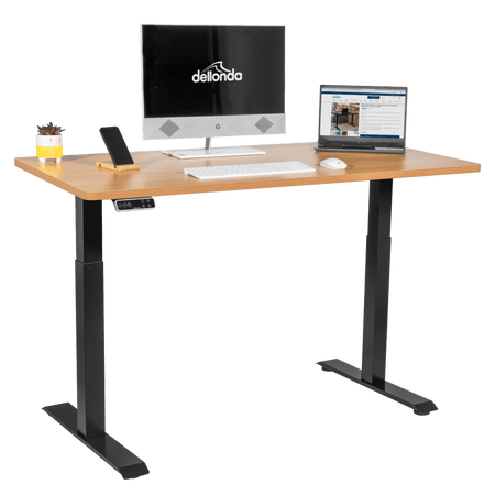 Dellonda Oak Electric Height Adjustable Standing Desk, 1400 x 700mm Dual Motor 100kg Model No- DH33