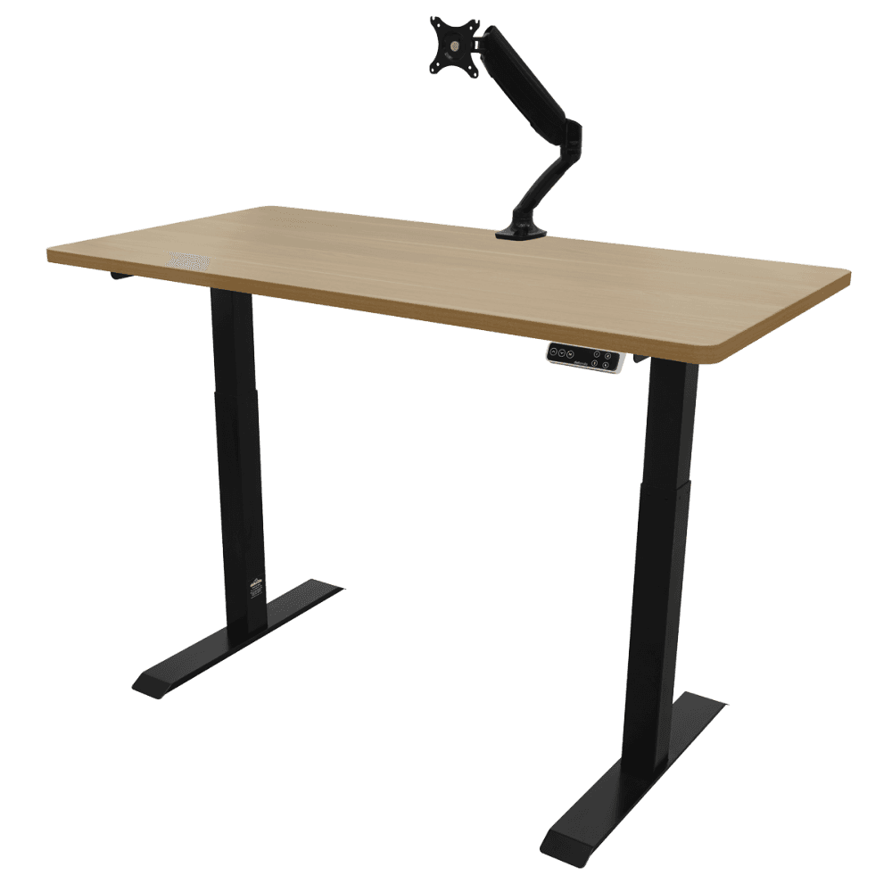 Dellonda Oak Electric Height Adjustable Standing Desk, 1400 x 700mm Dual Motor 100kg Model No- DH33