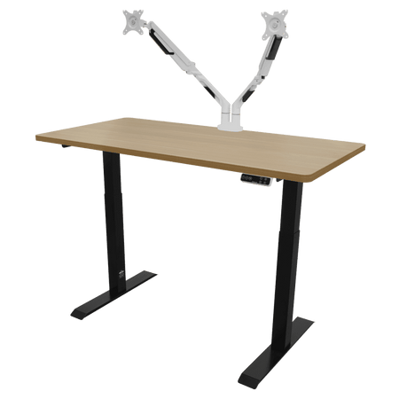 Dellonda Oak Electric Height Adjustable Standing Desk, 1400 x 700mm Dual Motor 100kg Model No- DH33