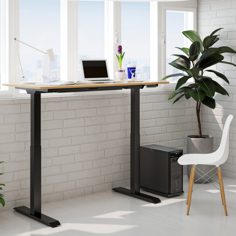 Dellonda Oak Electric Height Adjustable Standing Desk, 1400 x 700mm Dual Motor 100kg Model No- DH33