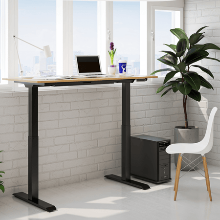 Dellonda Oak Electric Height Adjustable Standing Desk, 1400 x 700mm Dual Motor 100kg Model No- DH33