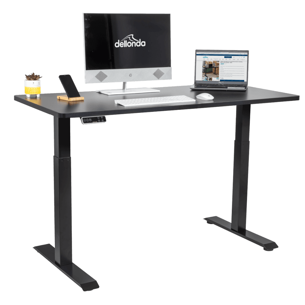 Dellonda Black Electric Height Adjustable Standing Desk, 1400 x 700mm Dual Motor 100kg Model No- DH34