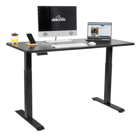 Dellonda Black Electric Height Adjustable Standing Desk, 1400 x 700mm Dual Motor 100kg Model No- DH34