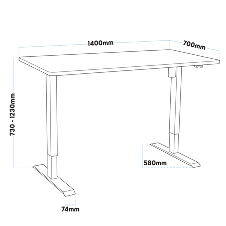 Dellonda Black Electric Height Adjustable Standing Desk, 1400 x 700mm Dual Motor 100kg Model No- DH34