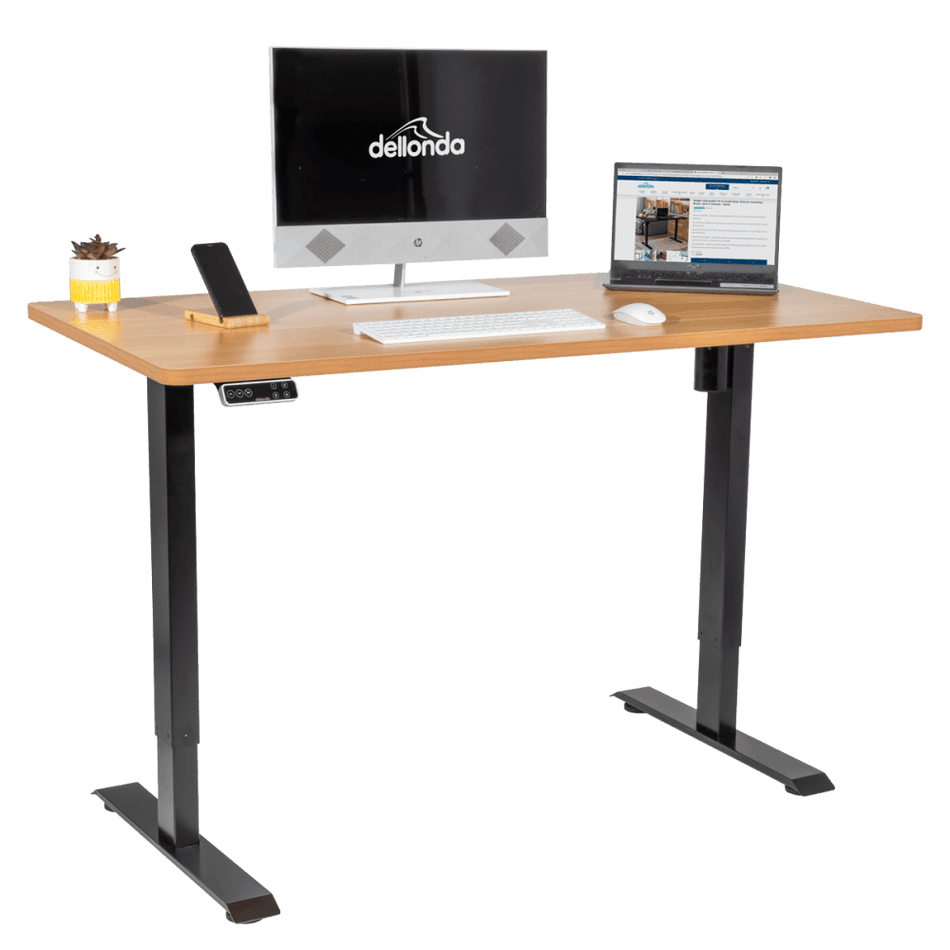 Dellonda Oak Electric Adjustable-Height Standing Desk with Memory, Quiet & Fast 1400 x 700mm Model No- DH41