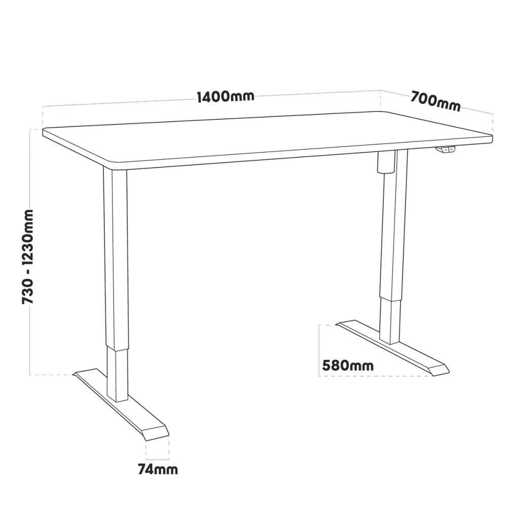 Dellonda Oak Electric Adjustable-Height Standing Desk with Memory, Quiet & Fast 1400 x 700mm Model No- DH41
